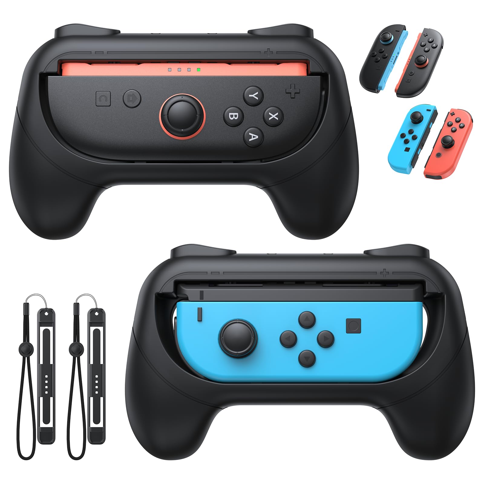 Photo 1 of [Switch 1/2 Compatible] FASTSNAIL Grips for Nintendo Switch 2(2025)/1&OLED for Joy-Con 2, Wear-Resistant & Anti-Slip Controller Grips Handle Kit, Switch 2 Joypad Holder Accessories (Black,Black)