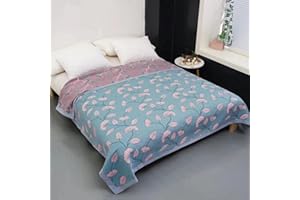 BIFQIOY Ginkgo Leaf Pattern Cotton Reversible Quilt Lightweight Muslin Summer Comforter Queen Size Soft Breathable Bedspread Coverlet Washable Quilted Throw Blanket for Bed, Couch