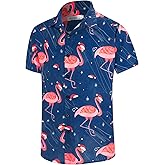 Yoimira Christmas Hawaiian Shirt for Men,Funny Men's Hawaiian Shirts Santa Claus Tropical Button-Down Casual Short Sleeve