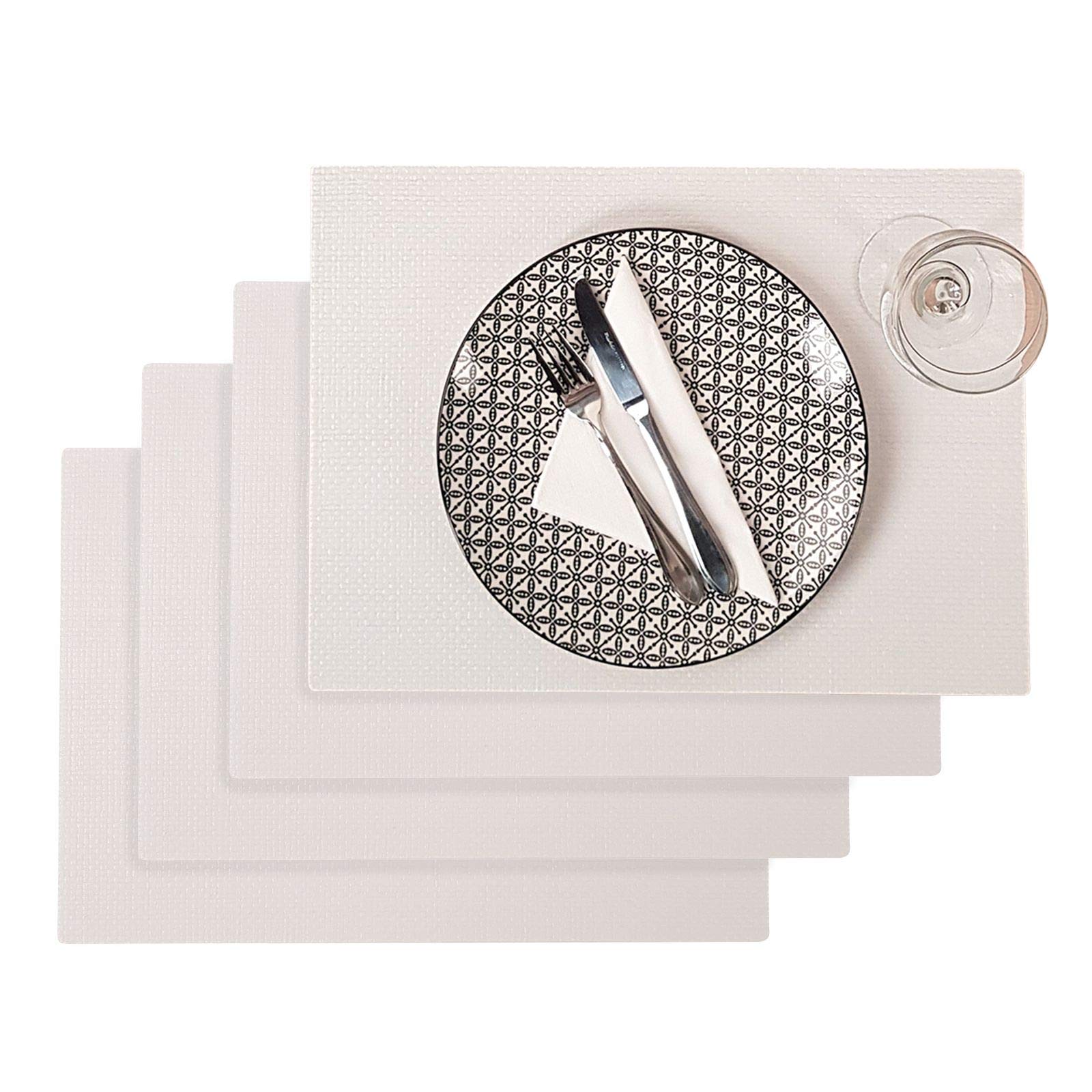 Westmark Placemats, 4 pieces, 45 x 32.5 cm, Polypropylene, Food safe, Wipeable, White, Saleen Edition: Coolorista