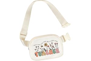 Lamyba Teacher Appreciation Gifts Teacher Gifts for Women Waterproof Fanny Pack for Women Adjustable Strap Waist Pack Crossbody Bag Lightweight Travel Bag for Teacher Beige