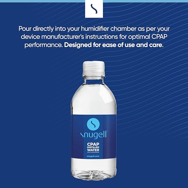 SNUGELL DISTILLED WATER FOR CPAP MACHINES, TRAVEL SIZE BOTTLES (12-PACK, 12 OZ EACH) – UP TO 15 DAYS SUPPLY – CLEAN, MULTI-USE, TRAVEL-FRIENDLY, MADE IN USA