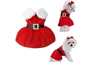 MIDUFRRY Dog Christmas Costumes Mrs Santa Claus Puppy Dress Xmas Outfits Velvet Red Cat Skirt Thermal Winter Warm Dog Clothes Coat Holiday Girl Puppy Christmas Dress Apperal for Small Medium Dogs