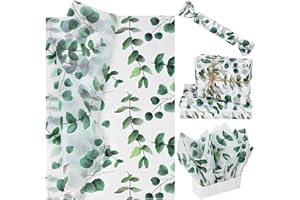 Bolsome 100 Sheets 20 * 14 Inches Eucalyptus Tissue Paper Greenery Botanical Gift Wrapping Tissue Boho Herb Decor Spring Wrapping Tissue for Gift Bags for Baby Shower, Wedding,Birthday Crafts
