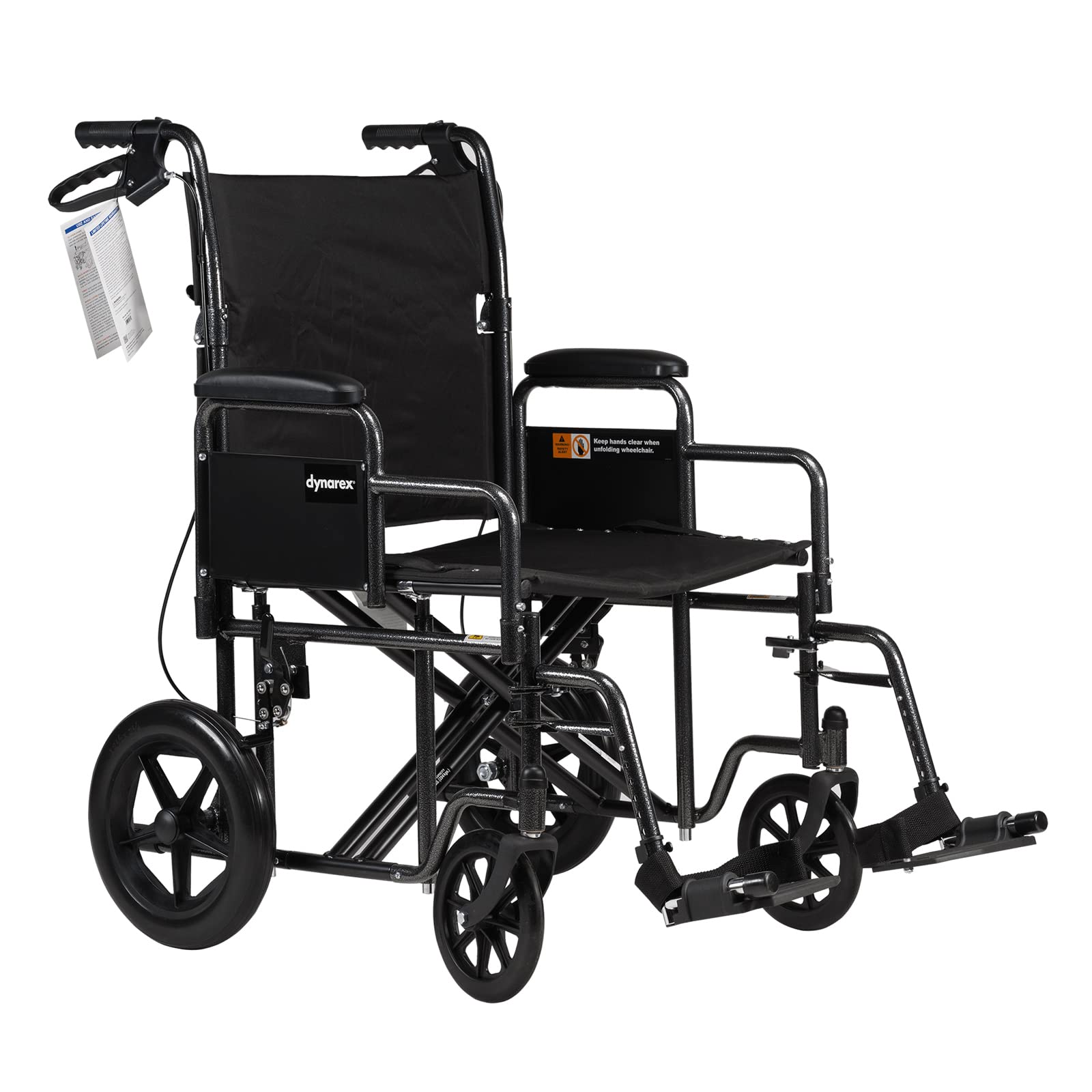 Photo 1 of Dynarex DynaRide Bariatric Transport Plus Wheelchair, Has a 22” x 18” Seat and a Reinforced Steel Frame & 450 Pound Weight Capacity, Silver, 1 DynaRide Bariatric Transport Plus Wheelchair