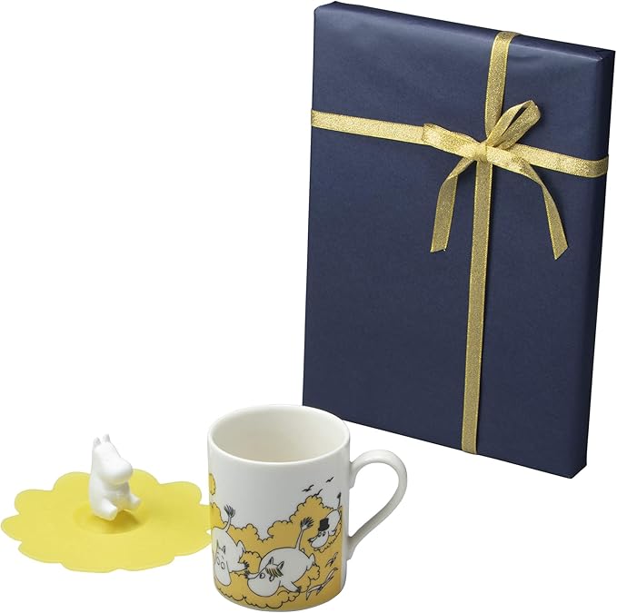 Amazon Co Jp 包装紙ラッピング済 マグカップ マグ 直径7 5 高さ9cm 容量約3ml シリコンカップカバー 直径13 高さ5 5cm ムーミン 包装紙ネイビー ホーム キッチン