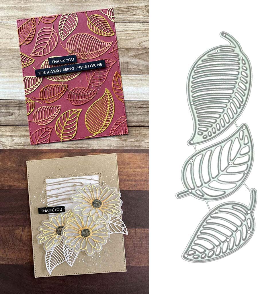 Leaf Vein Cutting Dies for Card Making，Leaf Vein Cutting Dies Cut Stencils for DIY Scrapbooking Photo Album Decorative Embossing Paper Dies for Card Making Templated+Cute Brooch Pin