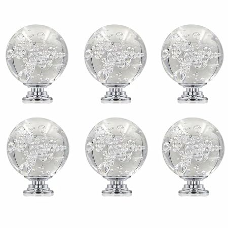 Fbshop Tm 6pcs 40mm Clear Bubbles Ball Crystal Glass Cabinet Knob