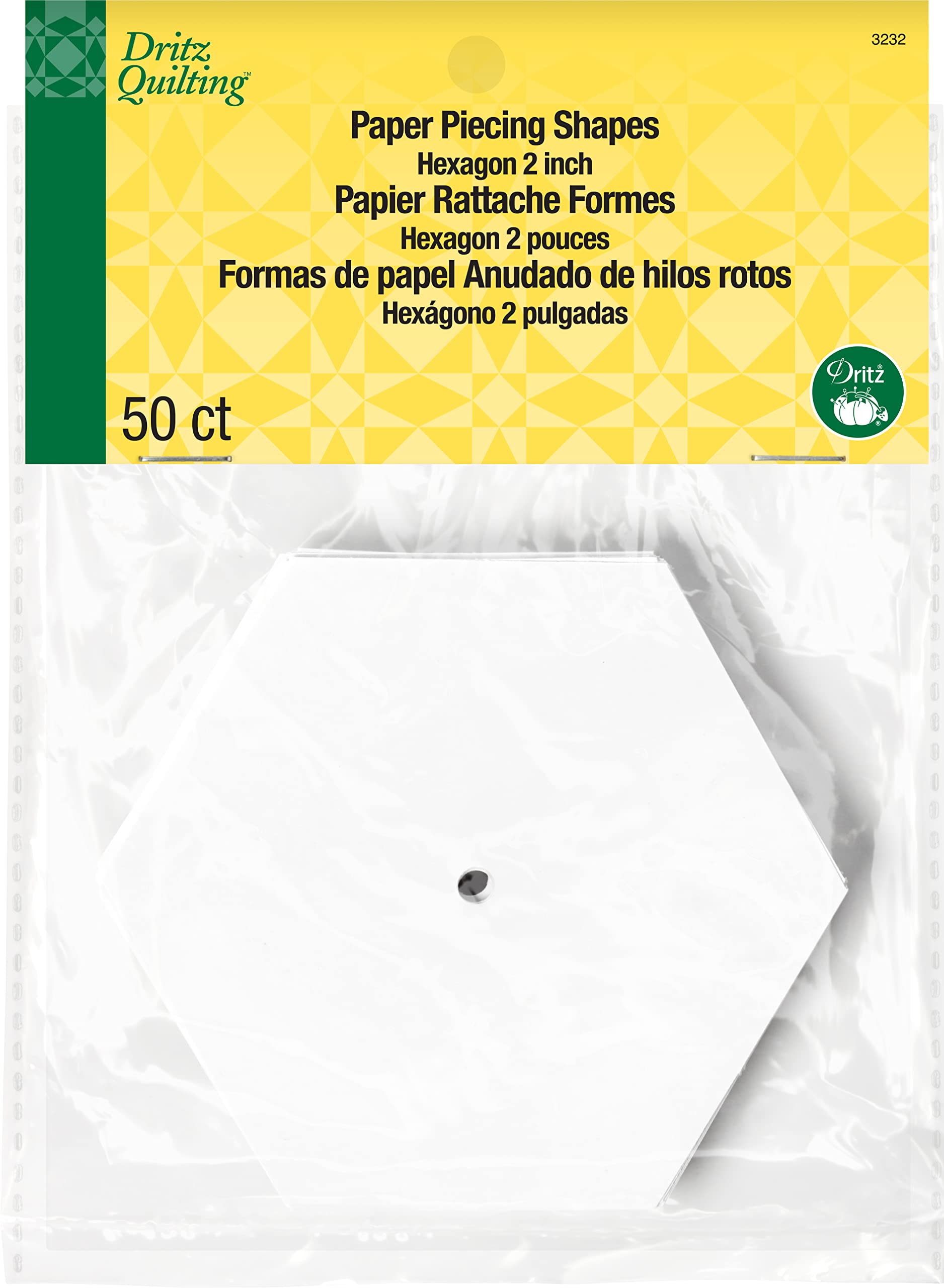 Dritz Quilting Paper Piecing Hexagon-2-inch 50/Pkg, White