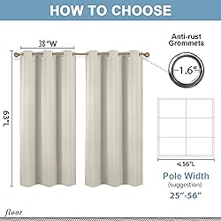Diraysid Light Beige Grommet Blackout Curtains for