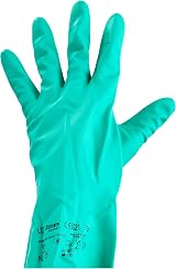 Other Pair NL15 Nitrile Gauntlet Gloves 9 Large Green Chemical Lined Lightweight view 3