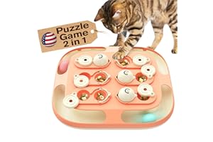KADTC Cat Puzzle Games Level 2 in 1 Intelligence Mind Game Track Balls Kitten Food Puzzles Toy For Indoor Cats Sensory Activity Enrichment Toys Treat Feeder Entertainment Mental Stimulation Kitty Gift