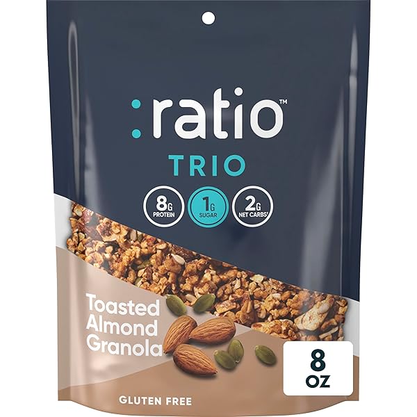 RATIO TRIO TOASTED ALMOND GRANOLA CEREAL, 1G SUGAR,...