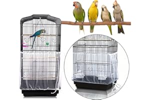 COHYVER Bird Cage Seed Catcher Guard, Adjustable Birdcage Cover Skirt, Parrot Mesh Cover Netting, Multiple Sizes Colors Fit for Round Square Cages, Bird Net (White, 118x15.7 in/ 300x40 cm)