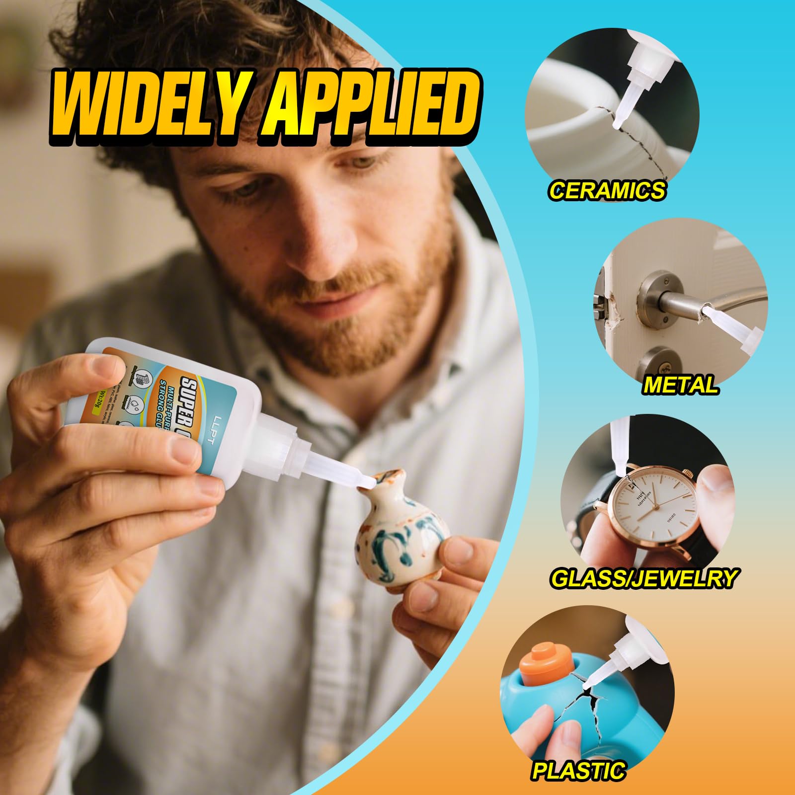 LLPT Sekundenkleber | Net 30g | Klarer Allzweckkleber mit Anti-Verstopfung | Schnell & stark Superkleber für Kunststoff Metall Glas Leder (LSG030-1) | 1 Pack 3