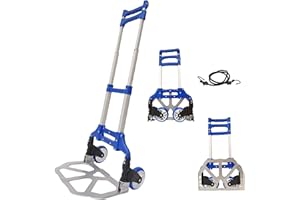 HBFBDRCT Folding Hand Truck with 2 Smooth pp Wheels, 165lbs Capacity Lightweight Portable Folding Dolly Multi-fuctional Foldable Hand Cart Heavy Duty Utility Cart for Home Office and Travel Use