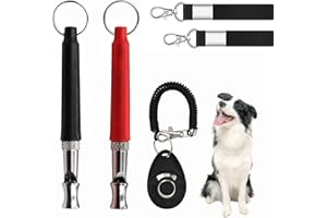 ALLCLEAN Dog Whistle, 2023 New 3 Pack Ultrasonic Dog Whistle to Stop Barking Neighbors Dog, Professional Adjustable Silent Dog Whistle Training Tools for Dogs with Black and Red Strap Lanyard
