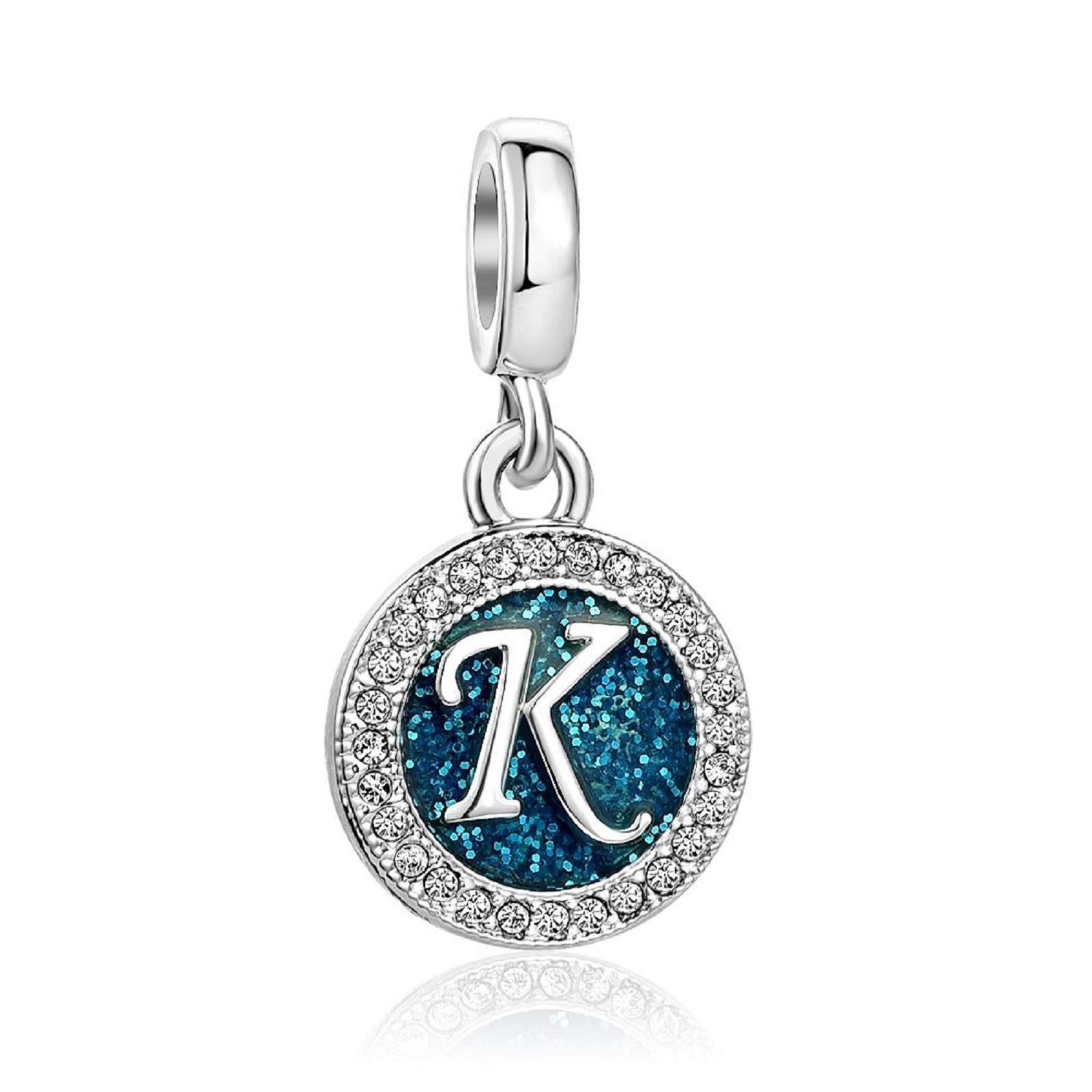 KunBead Jewelry Letter K Initial Charms Niece 16 50 Birthday up Genuine Mother Daughter Blue Bead Charms for Mum