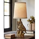 G-SAFAVA 14.25" Small Table Lamp for Living Room Farmhouse Bedside Resin Single Lamp with Gold Owl Lamp Shape for Bedroom Retro Rustic Nightstand Lamp