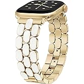 Wearlizer Metal Band Compatible with Apple Watch Bands for Women 40/38/41/42/44/45/46/49mm, Enamel Stainless Steel Strap for iWatch Series 11-1 SE/Ultra