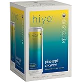 Hiyo Non-Alc Functional Seltzer, Adaptogens &amp; Nootropics, 12 fl oz, 4pk | Pineapple Coconut, Organic Social Tonic, Non-Alcoholic Beverage, Functional Drink, 30 Cals, Gluten Free, Vegan, Non-GMO