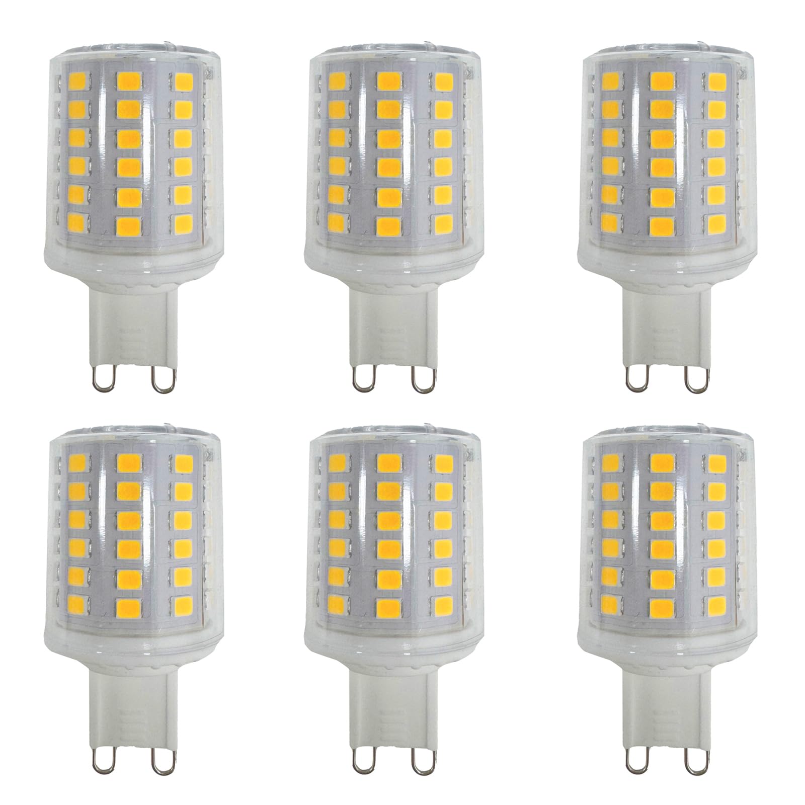 Jiotouhu G9 9W LED Bulbs 900LM 68 X 2835 LED SMD Equivalent to 90W Halogen Bulbs Warm White 3000K G9 Bulbs Energy Saving Light 360° Beam Angle No Flicker Non Dimmable - 6 Pack