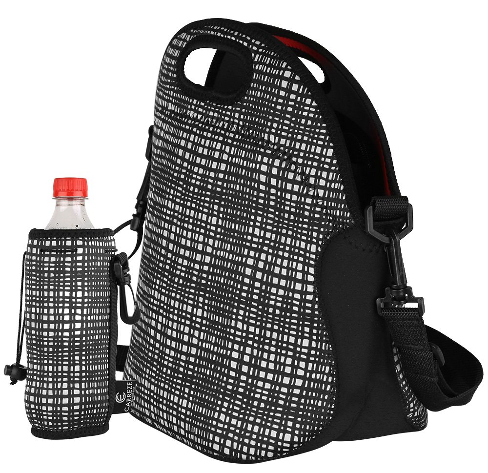Insulated Lunch Tote Bag with Zipper & Shoulder Strap + Matching Water