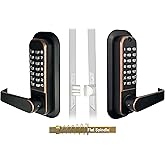 Double-Sided Keyless Gate Lock Mechanical Keypad Lever Lock, OR Bronze | [Flat Spindle] Fits 1-3/8"&ndash;2" inch Doors; Outdoor combination Gate Lock, Deadlatch w/ Passage mode No Batteries, No Power