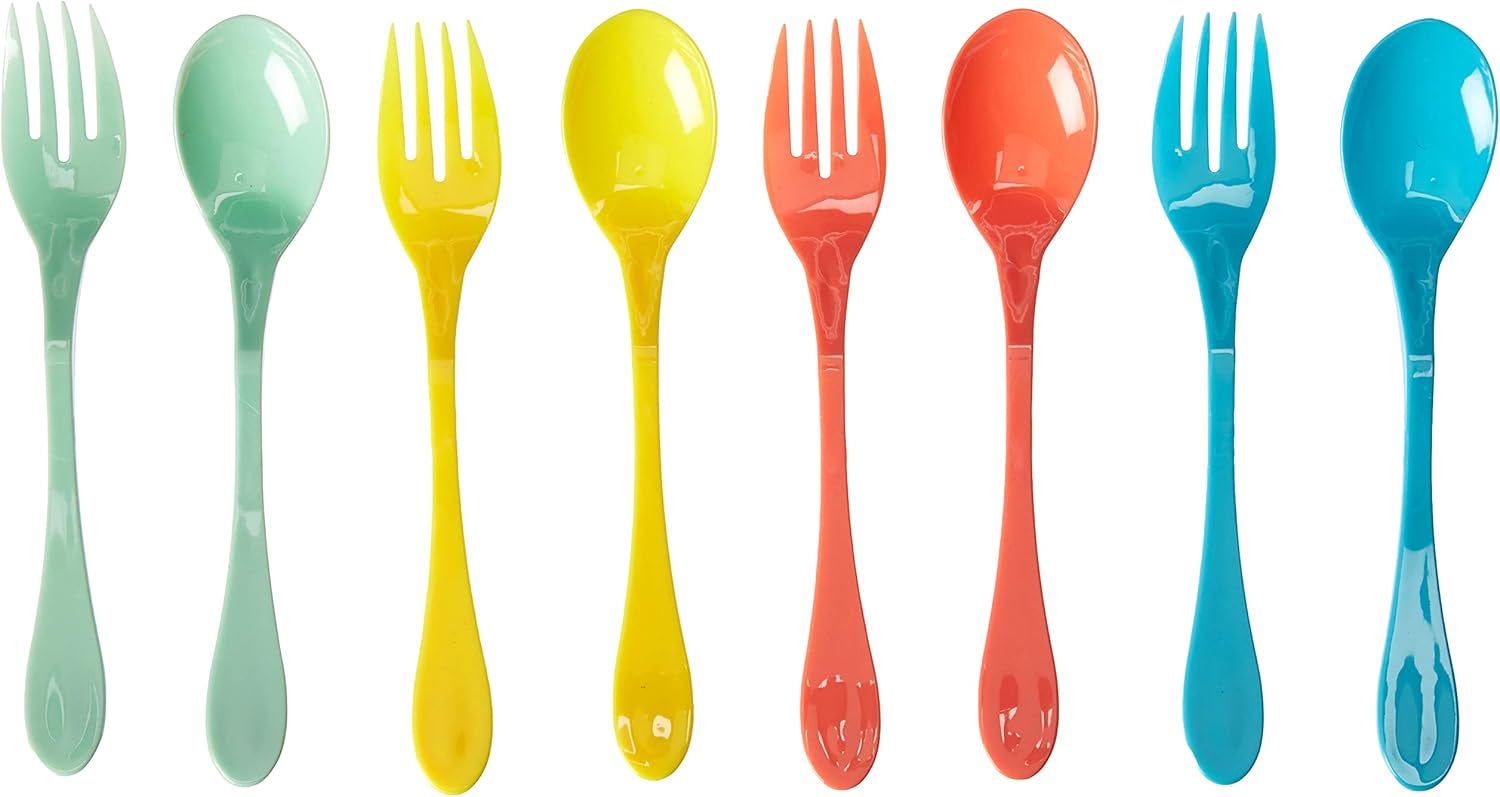 Knork Togo Lunch Reusable Plastic Utensil Fork and Spoon Pack, 8+1