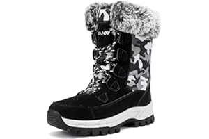 COOJOY Womens Winter Snow Boots Waterproof Shoes Walking Comfortable Hiking Tennis Booties Furry Mid Calf Warm Lightweight