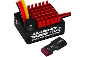 GOUP RC GOUPRC 60A Brushed ESC Electronic Speed Controller Waterproof for 1/10 RC Car RCBoat for use with 540/550 Motors (Black)