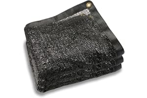 POYEE 90% 10ftx10ft Black Shade Cloth Taped Edge with Brass Grommets Garden Sun Shade UV Resistant Sunblock Shade Net for Outdoor Plants Vegetables Greenhouse