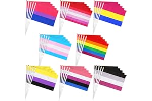 IRENARE 600 Pack Rainbow Pride Flag Small Mini Hand Held Lgbt Stick Flag Bunting Progress on Sticks for Pride Month Gay Stuff Rainbow Festival Car Parades Garden Party Desk Decorations(Multicolor)