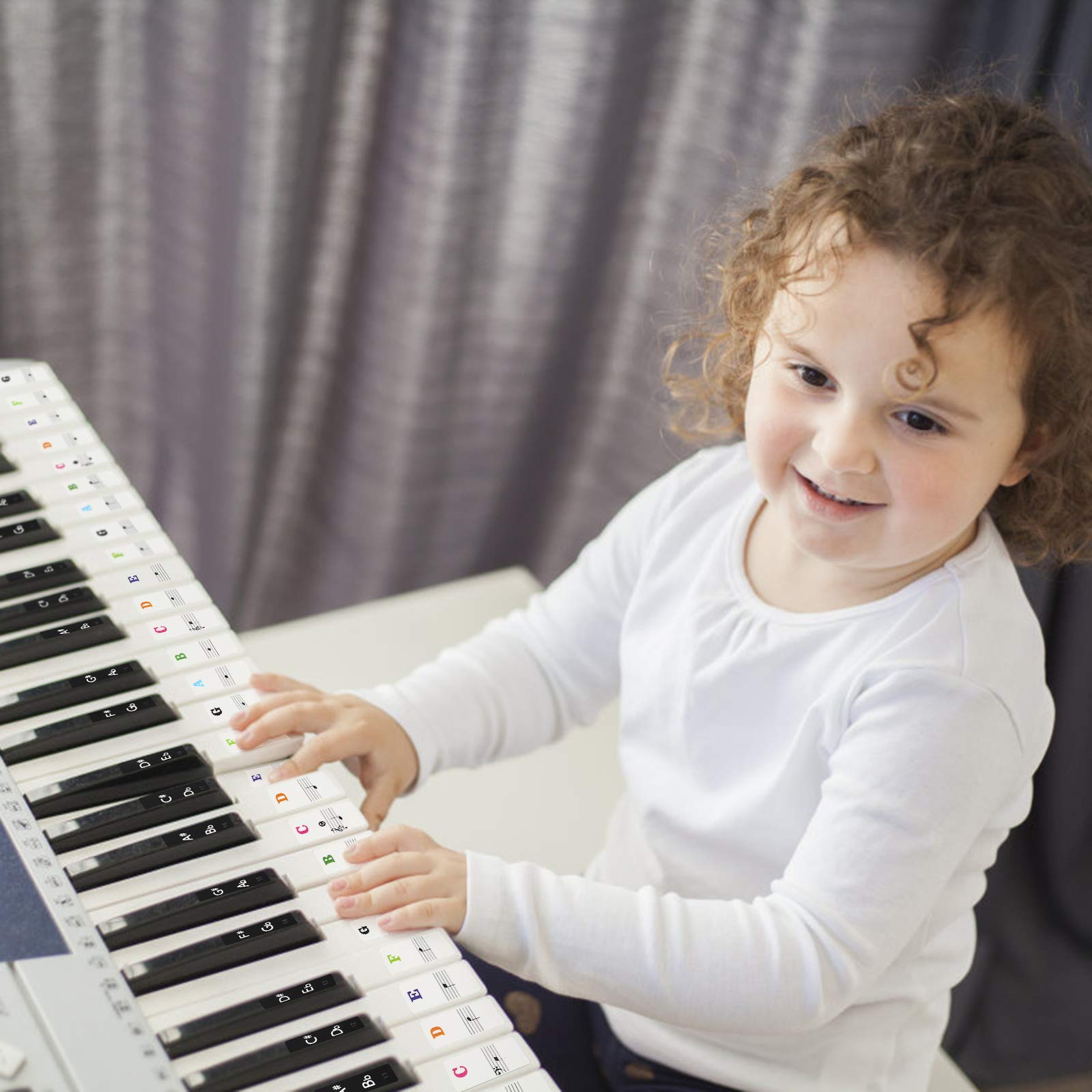 Matogle Piano Key Stickers for Beginners Piano Key Note Sticker Electronic Keyboard Stickers Clear Plastic Removable Keyboard Stickers for 37 49 54 61 88 Keys Multicolor