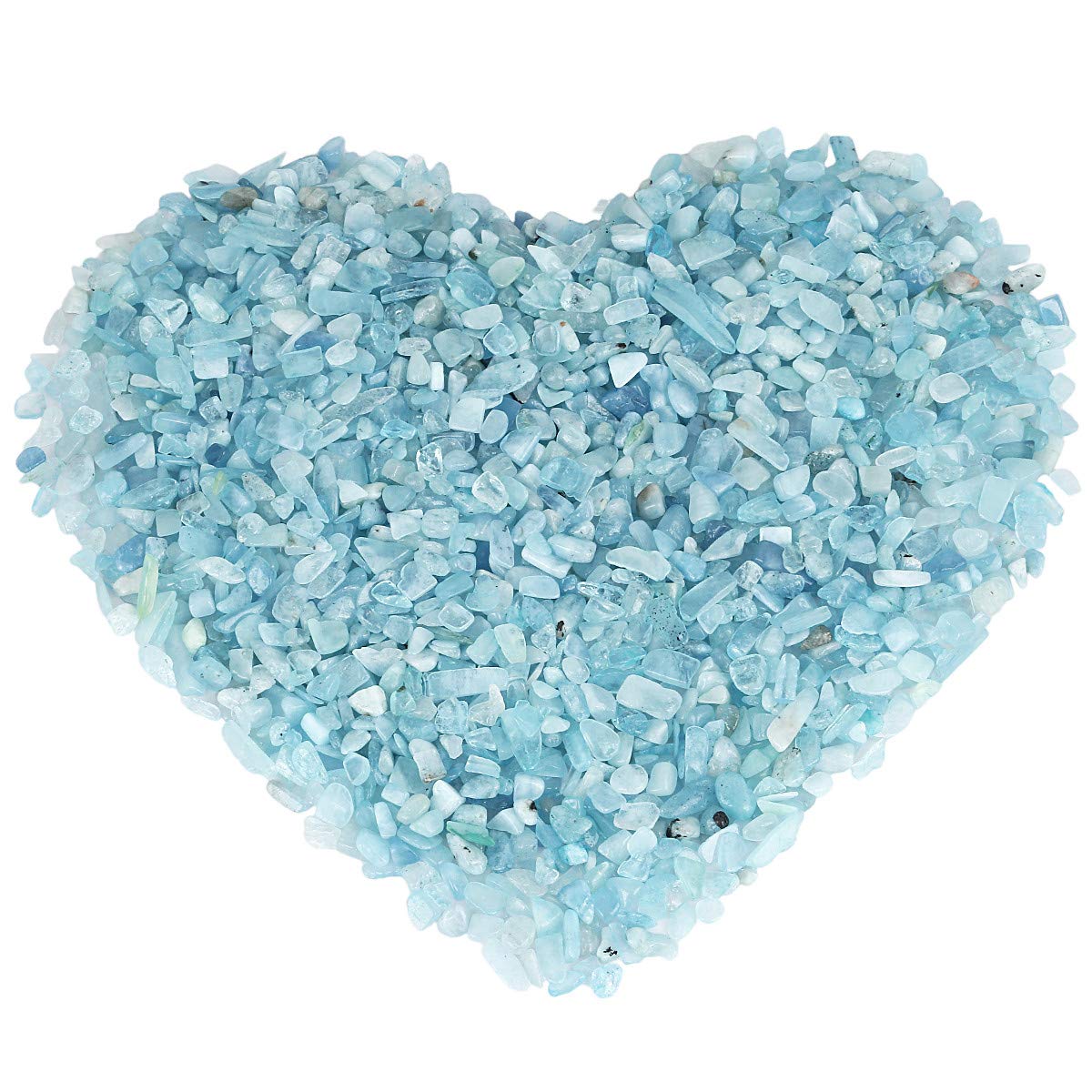 Nupuyai 1 lb Tumbled Aquamarine Crystal Chips Stone, Crushed Irregular Shape Healing Reiki Crystal Stone for Home Decoration