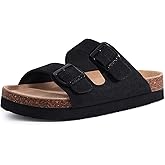 ORADO Platform Suede Sandals for Women Soft Cork Footbed Summer Slides with Adjustable Buckle
