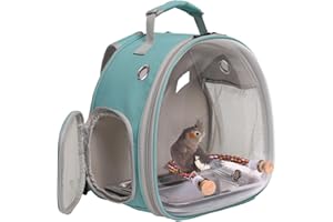 Small Bird Travel Backpack Carrier Cage, Backpack to Transport Backpack Carrier with Metal Tray Stand Perch for Parakeet Cock