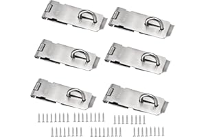 ZOENHOU 6 Pack 4 Inch Door Hasp Latch Locks, Stainless Steel Security Padlock Hasp with Mounting Screws, Door Gate Lock Hasp for Shed, Cabinet, Furniture, Drawer
