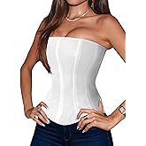 Avanova Mesh Overbust Corset Tops for Women Strapless Bustier Corsets Going Out Party Tops