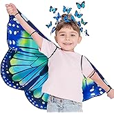 iROLWIN Double Sided Kids Butterfly Wings for Toddler Girls Fairy Dress Up Costume Butterfly Cape Headband Halloween Gifts