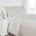 Southshore Fine Living, Inc. 100% Cotton Duvet Cover Queen Size - Luxurious Silky Soft Floral Bedding, 300 Thread Count Sateen, Bone