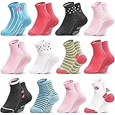 SkiBeaut Baby Toddlers Girls Socks, 12 Pairs Non Slip Kids Grips Toddler Grippy Girl House Socks with Grippers for 0-7 Years