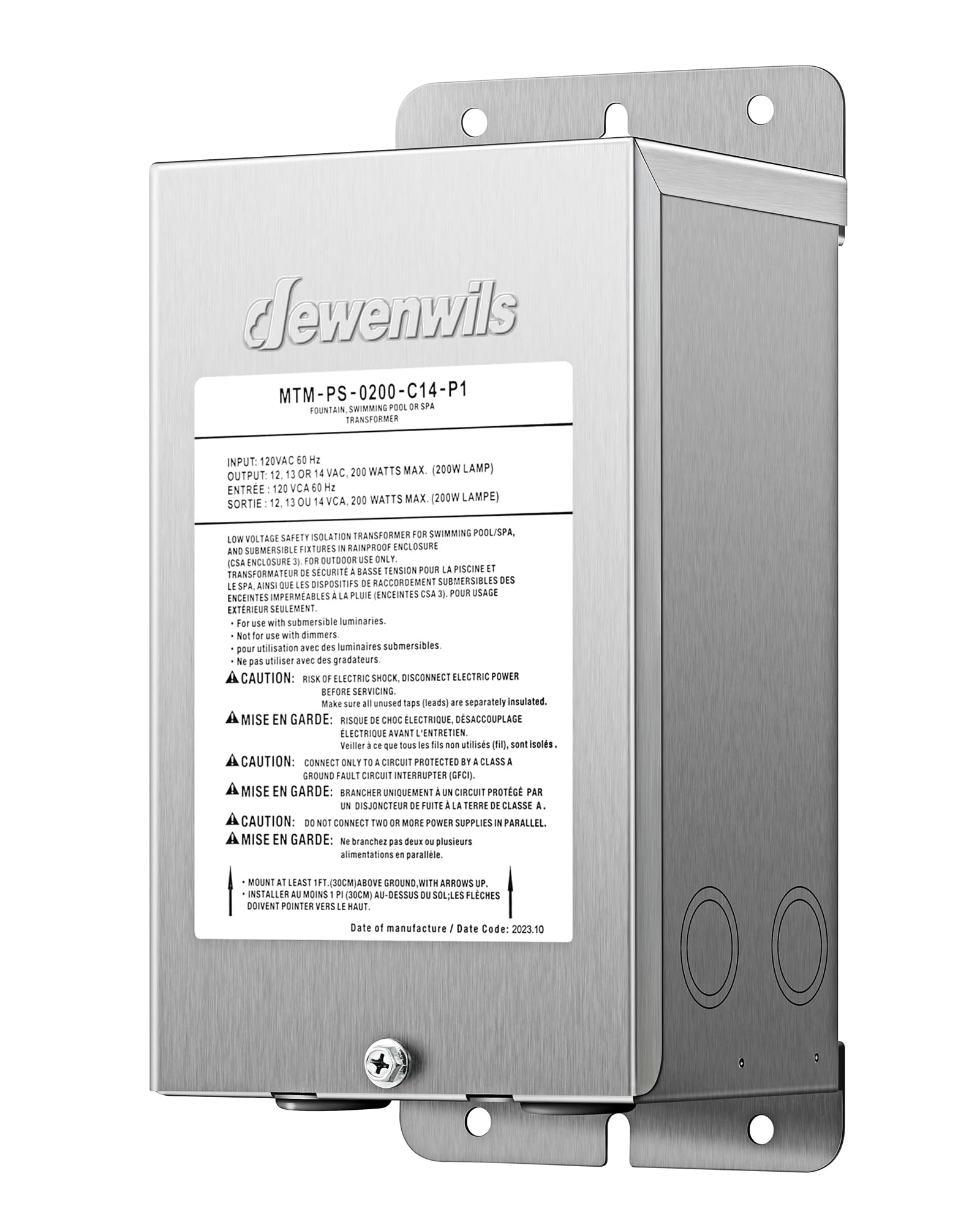 Photo 1 of DEWENWILS 200W Low Voltage Transformer, 120V AC to 12V/13V/14V AC, for Landscape and Pool Lights, Spa, Underwater Fountain Lights