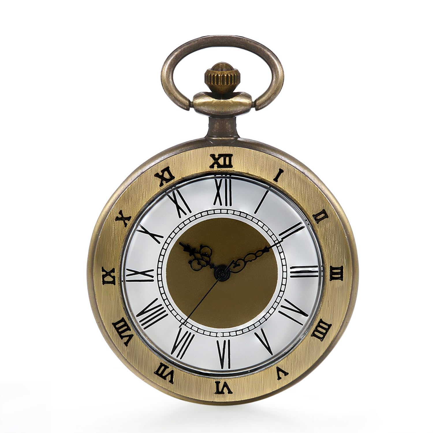 JewelryWe Mens Vintage Pocket Watch Classic Roman Numerals Quartz Watch Pendant Locket with Chain