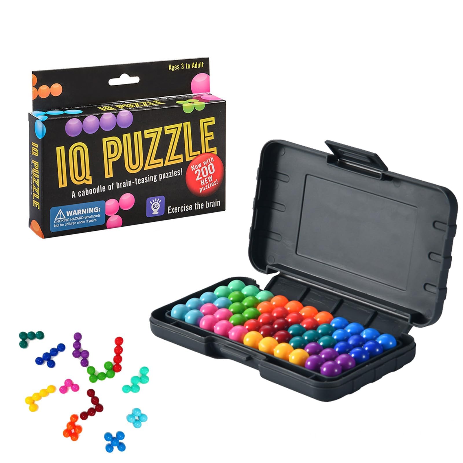 Aifrymne Learning Resources 3D Brain Teaser Puzzle - Engaging Travel Game for Adults and Kids Ages 7+, Over 200 Puzzles for Critical Thinking and Reasoning Skills, Gift for Boys and Girls