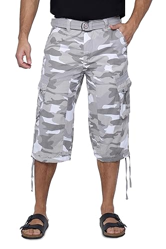 X RAY Men's Belted Long Cargo Shorts for Men, Below Knee Length
