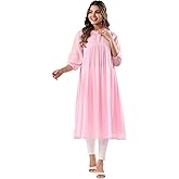 Janasya Indian Women's Chiffon Pink Casual Kurta for Women