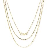CONRAN KREMIX Waterproof Gold Plated Herringbone Chain Stack Necklaces for Women,Non Tarnish Thin Rope Chain Dainty Stainless Steel Layered Necklace Set for Women Gifts Jewelry