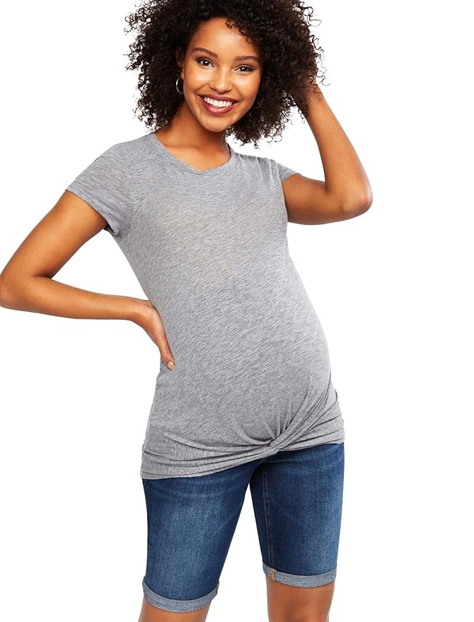 Motherhood Maternity Women's Maternity Baby Roll Hem Bermuda Denim