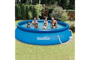 POLYGROUP Summer Waves 13ft x 33in Quick Set Inflatable Above Ground Pool with Filter Pump